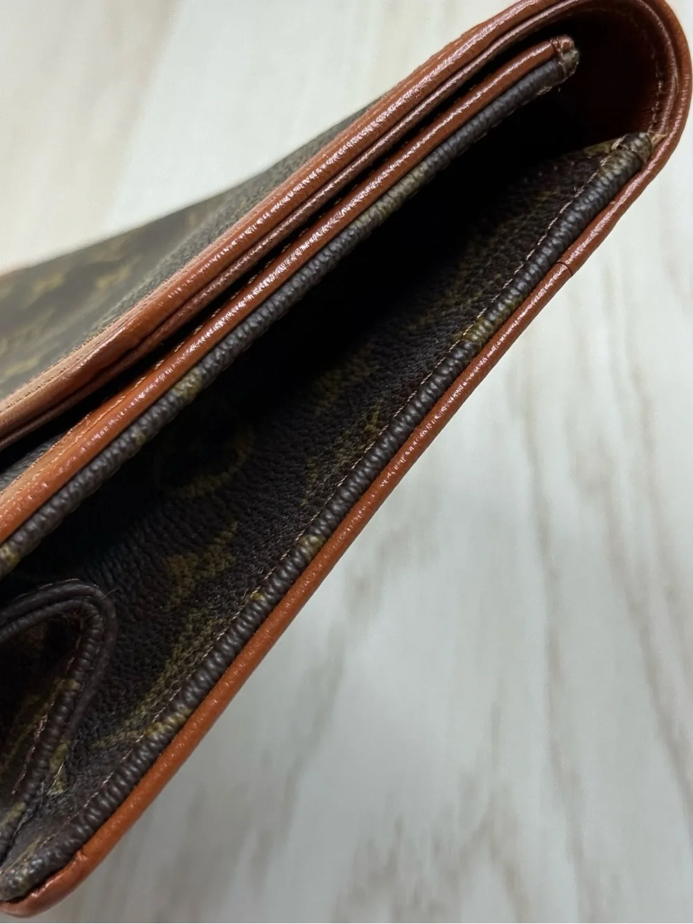 Louis Vuitton Monogram Foldover Clutch in Brown and Tan Leather Trim - Picture 16 of 16